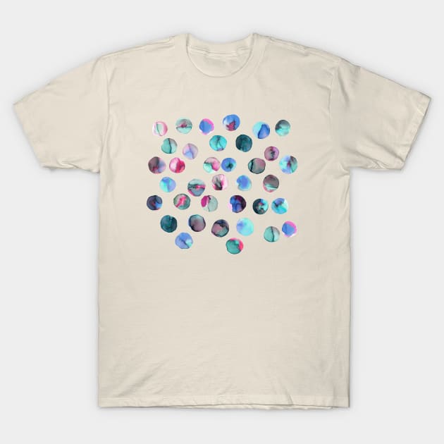 Colorful Ink Dots Pink blue navy T-Shirt by ninoladesign